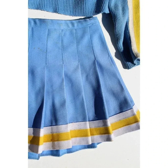 Vtg 1950s Blue / Yellow Varsity Brand High School Cheerleading 2 Piece Outfit - Picture 4 of 6